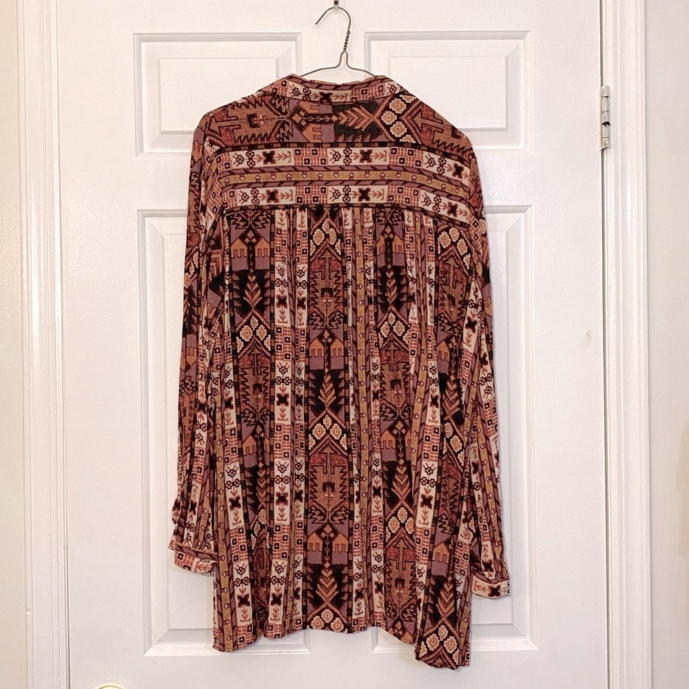 Jane and Delancey Fall Colors Printed Button-Down Blouse - Picture 2 of 6